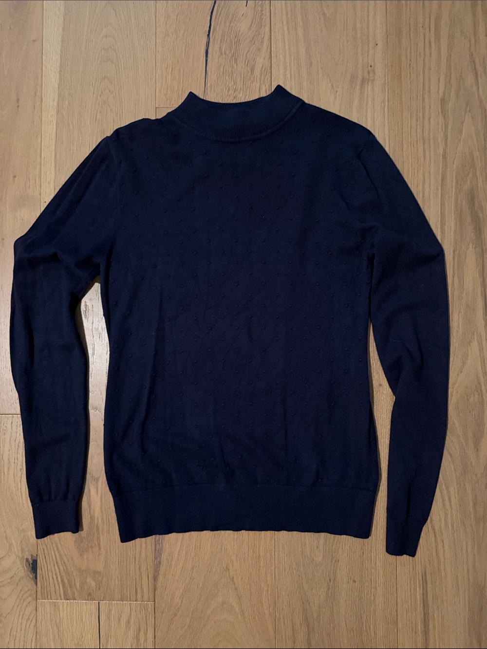 Women's Navy Mock Neck Sweater - Lightweight Long Sleeve